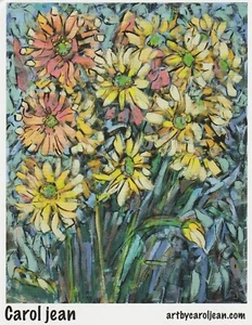 Wild Daisies Steamboat Springs Colorado Summertime Carol Jean 4x5 Art Card - Picture 1 of 2