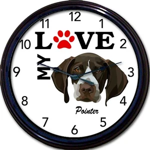 Pointer Dog Puppy Wall Clock I Love My Pointer Canine Dogs New 10" - Picture 1 of 1