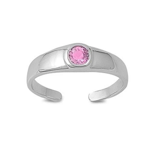 Zehenring Fußschmuck Damen Herren verstellbar Sterling Silber Rosa Zirkonia 4 - Bild 1 von 1