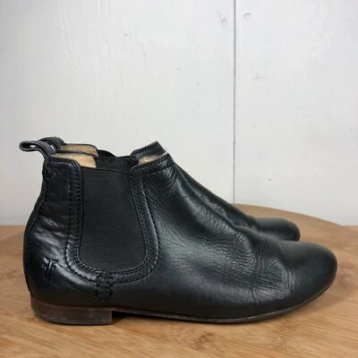 Frye Boots Womens 6 M Chelsea Ankle Shoes Black Leather Casual Short Pull On — 第 1/4 张图片