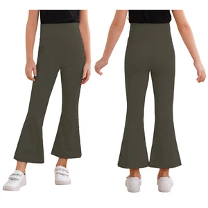 Girls Dancewear Exercise Pants High Waist Trousers Kids Bell Bottoms Fitness - Picture 1 of 57