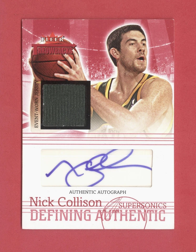 2004-05 FLEER THROWBACKS Nick Collison SP JERSEY/AUTO CARD #DAA-NC #'ed 017/249 - Image 1 of 2