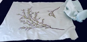 Vintage Antique Silk Satin Square with Hand Embroidery XX790 - Picture 1 of 6