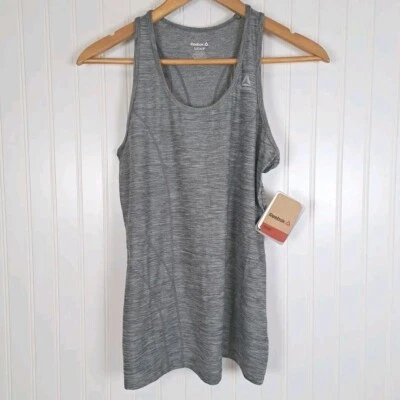 Новый с Ярлыками Reebok динамический Майка женщин маленький серый спортивная спина Slim Fit работает активный - Изображение 1 из 4