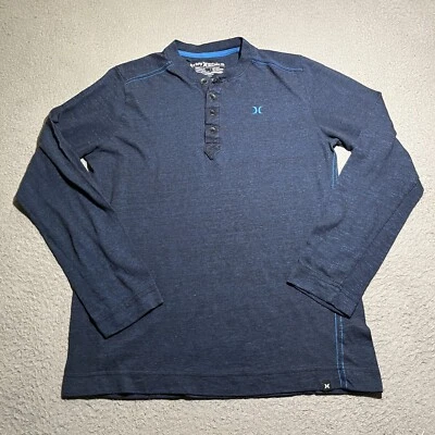 Hurley T Shirt Mens Small Henley Long Sleeve Blue Lightweight Tri Blend Stretch - Image 1 of 4