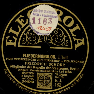 FRIEDRICH SCHORR "Meistersinger" Fliedermonolog 1&2 Schellackplatte 78rpm  G4428 - Bild 1 von 2