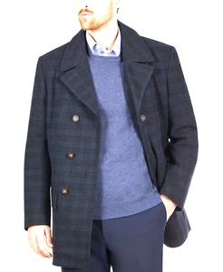Ralph Lauren LUKE Mezcla de Lana de Doble Pecho Abrigo Marino/Verde a Cuadros 40 R Nuevo con Etiquetas - Imagen 1 de 6