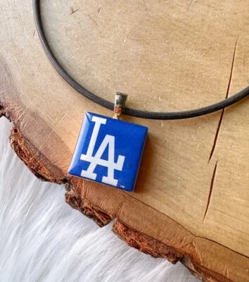 MLB LA Dodgers WinCraft LifeTiles Mens Necklace Team Logo Blue Tile - Image 1 of 3