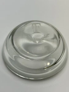 Art Glass Magnifying Etched Letter “F” Paperweight Clear Vintage - Picture 1 of 7