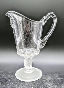 Antique Duncan EAPG Three Face Faces Sisters Creamer Mini Pitcher Frosted Glass - Picture 1 of 11