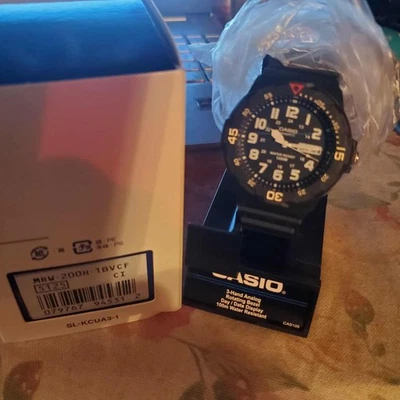  NIB Casio MRW200H-1BV, Analog Watch, Black Resin Band, Day/Date, 100 Meter WR - Image 1 of 3