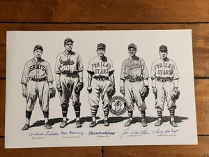 Negro Leagues mehrfach signierte Lithographie Wilmer Fields Max Manning Bill Cash Cohen - Bild 1 von 8