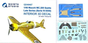 Quinta Studios 1/48 MACCHI MC.200 SAETTA LATE IMPRESO EN 3D Y JUEGO INTERIOR COLOREADO - Imagen 1 de 1