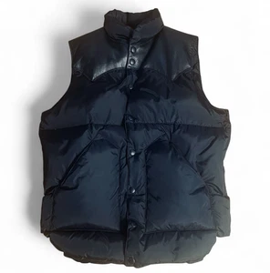 Rocky Mountain Featherbed Mens Down Vest Black leather Size 38M  from Japan - Picture 1 of 12