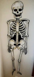 Scheletro vintage Halloween grande 55" snodato fustellato da appendere cartone occhi rossi - Foto 1 di 15