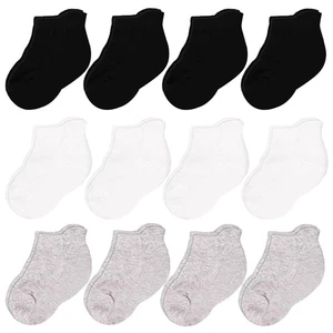 Calcetines tobilleros de algodón para bebé, negros/blancos/grises - 12 pares - Imagen 1 de 6