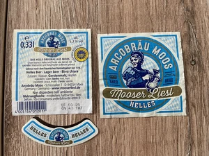 Bieretiketten, Arcobräu Moos, Mooser Liesel, Helles - Bild 1 von 2
