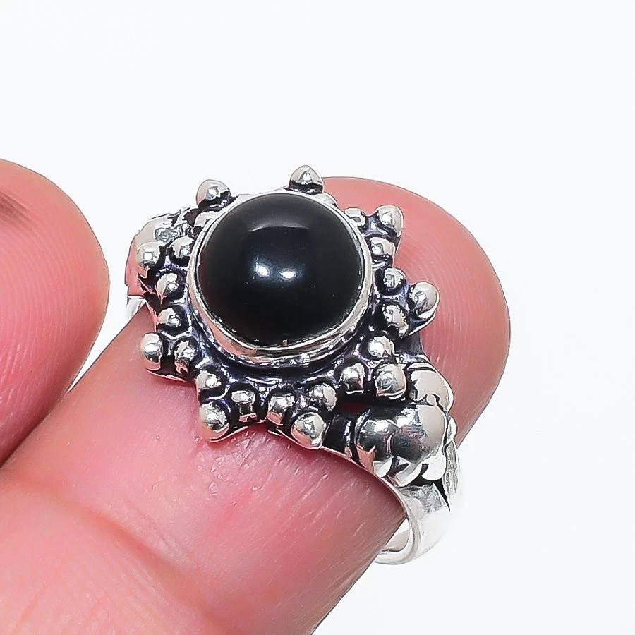 Anillo de plata esterlina 925 con piedras preciosas de ónix negro para regalo Foto 1 de 1
