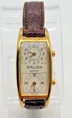 罕见 GRUEN CURVEX “DOCTORS” 金色石英手表 -- 全新电池 — 第 1/4 张图片
