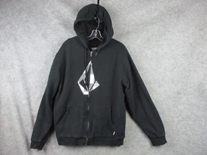 Chaqueta Volcom Para Hombre Grande Negra Cremallera Sudadera con Capucha Forrada de Piel Sintética Patín Invierno Y2K - Imagen 1 de 20
