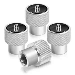 Lincoln logo in Black on Silver Easy-Grip Aluminum Tire Valve Stem Caps - Picture 1 of 5