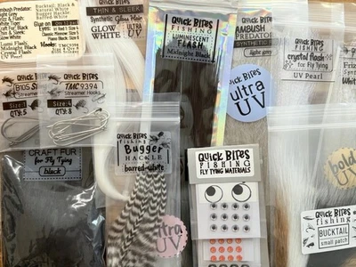 Kit de variedad para atar moscas - blanco y negro - materiales para atar moscas Minnow Minded Foto 1 de 4