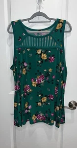 Torrid Women’s Plus Size Green Floral Sleeveless Blouse Size 3 - Picture 1 of 5