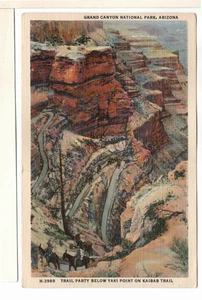 1948 Fred Harvey Linen AZ Postcard Trail Party Yaki Point Grand Canyon Park-FL1 - Picture 1 of 2