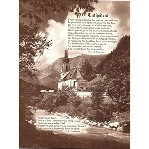 Arte de pared retro kitsch poema catedral David B Steinman años 80 SE7 - Imagen 1 de 2