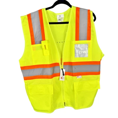 FrogWear Safety Vest Mens XL Yellow Hi Vis 3M Reflective Mesh GLO-003 ANSI - Image 1 of 4