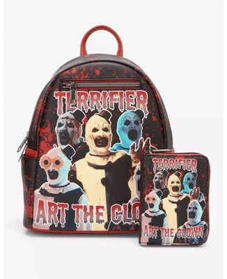 NUEVO Loungefly Terrifier Art The Clown Splatter Mini Mochila y Cartera Conjunto Terror Foto 1 de 4