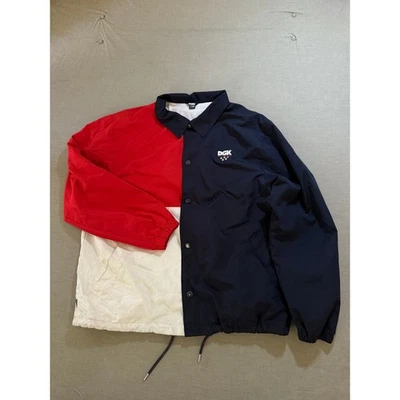 Chaqueta DGK X-Large Para Hombre Forrada Rojo Blanco Azul Color Bloque Cortavientos Patinador Foto 1 de 4