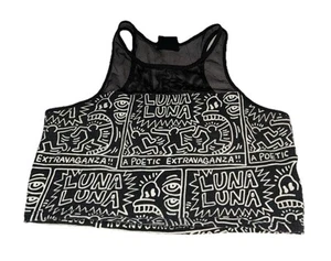 XXI Cropped Large Black & White "Poetic Extravaganza" Sleeveless Tank Top - Bild 1 von 5