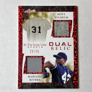 2022 Leaf In The Game Used DUAL RELIC MARIANO RIVERA HOYT WILHELM RED #29/35 HOF - Picture 1 of 11