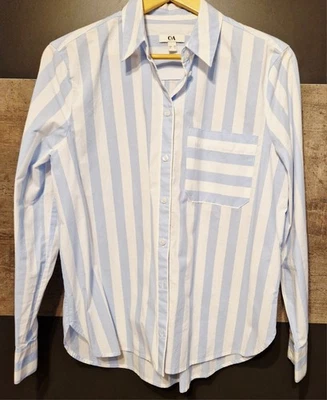 Damenhemd Weiß Mit Blauen  Streifen Größe 40 C&A - Bild 1 von 2