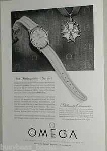 1954 OMEGA Watch advertisement, Globemaster Chronometer, Olympic Cross award - Imagen 1 de 3