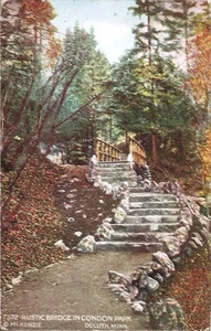 Postcard Minnesota Duluth Condon Park Rustic Bridge 1911  - Picture 1 of 1