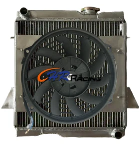 Radiador de aluminio de 5 filas + cubierta + ventilador para Triumph TR 6 1969-1974 TR 250 1967 1968 - Imagen 1 de 5