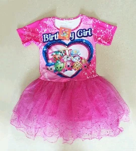NWT Shopkins Sparkly Pink Tutu Birthday Girls print Party Dress clothes Size 7/8 - Picture 1 of 2