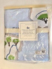 NEW Pottery Barn Kids FABRIC SHOWER CURTAIN - Sharks or World Animals