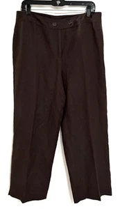 Bob Mackie Studio Pants Womens Size 12 Linen Blend Brown Casual Crop High Rise - Picture 1 of 10