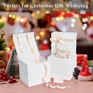 Weiße Geschenkboxen mit Deckel 10er-Pack, 8,2x8x4 Zoll kleine Geschenkbox mit Band - Bild 1 von 2