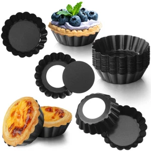 Round Baking Tins 8/10/12cm Mini Tart Pans Egg Tart Molds Removable Bottom - Picture 1 of 14