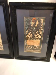 Placa de libro enmarcada vintage de 1890/Otto Hupp Munich Alemania ~ Águila ~ WN58 - Imagen 1 de 7