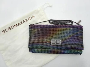 BCBG MAXAZRIA Rhinestone Fade Rainbow Clutch Handbag Chain Strap Hand Bag - Picture 1 of 8