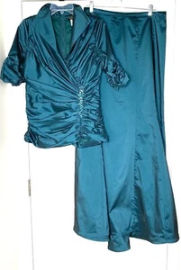 TADASHI SHOJI 2 pezzi taffetà increspato ritratto colletto top + gonna a sirena set 10 e 12 - Foto 1 di 13