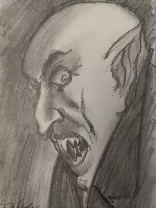 Nosferatu El Vampiro Drácula NUEVO Horror Dibujo Original Por Frank Forte RARO - Imagen 1 de 3
