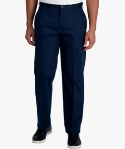 Haggar Men's Premium No Iron Khaki Classic Fit Expandable Waist Flat Front Pants - Picture 1 of 4