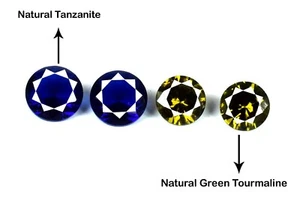Runder Tansanit & grüner Turmalin 10,85 Ct/4 Stck. Edelsteine Menge natürlich zertifiziert - Bild 1 von 7