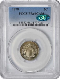 1878 Shield Nickel PR66CAM PCGS (CAC) - Picture 1 of 4